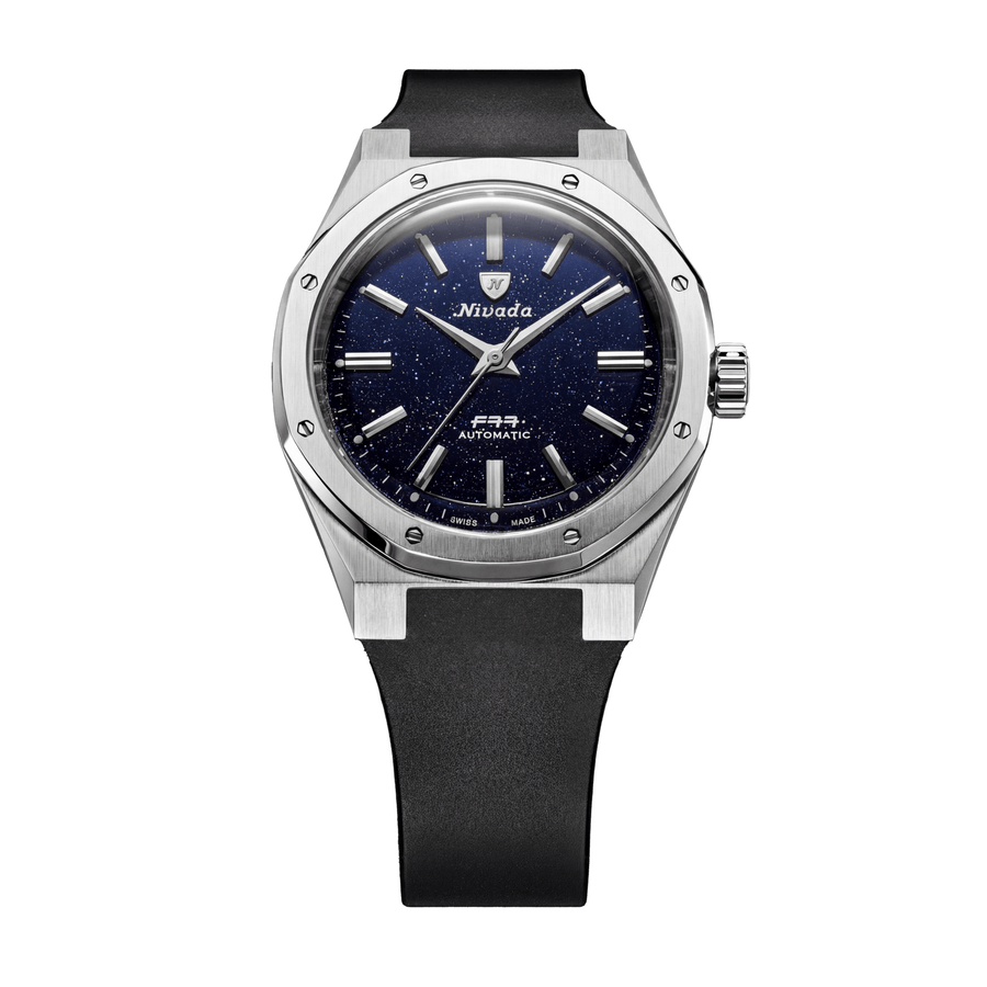 Nivada Grenchen F77 SST Dark Blue Aventurine MK2 38mm 68047A77-DR - Kautschukarmband Tropic
