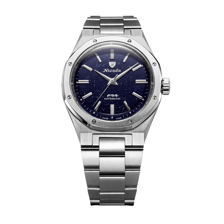 Nivada Grenchen F77 SST Dark Blue Aventurine MK2 38mm 68047A77 - Edelstahlarmband