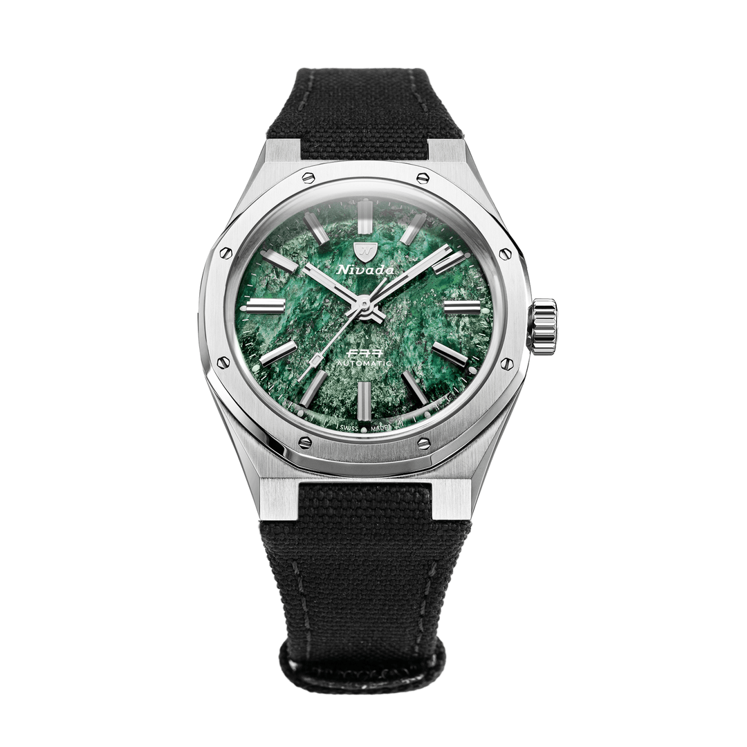 Nivada Grenchen F77 SST Green Aventurine MK1 37mm 68037A77-BC - Textilarmband Klettverschluss