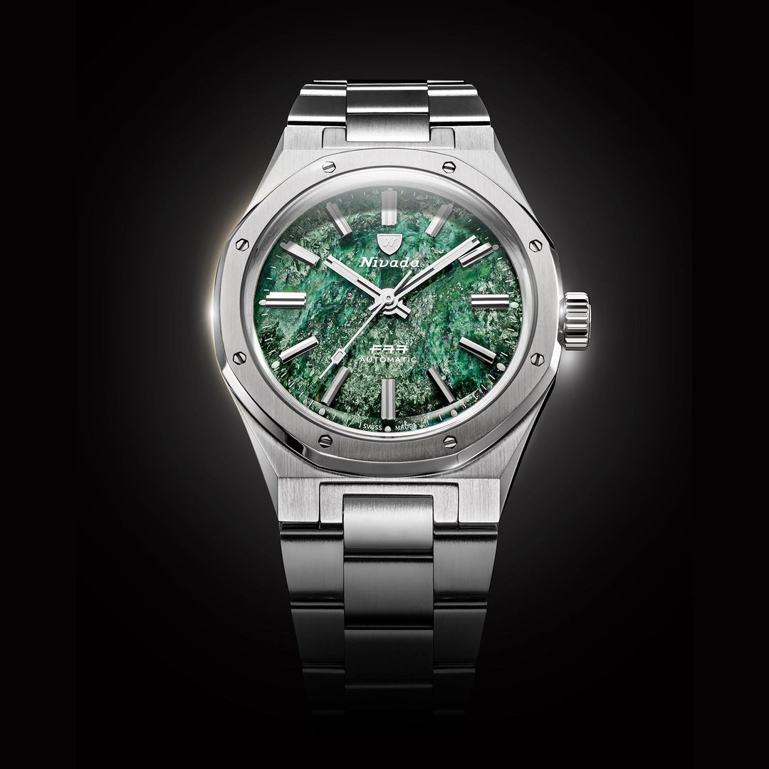 Nivada Grenchen F77 SST Green Aventurine MK1 37mm 68037A77 - Frontansicht