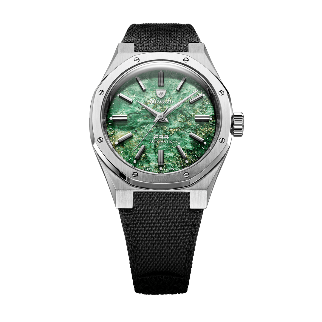 Nivada Grenchen F77 SST Green Aventurine MK2 38mm 68053A77-BC - Textilarmband Klettverschluss