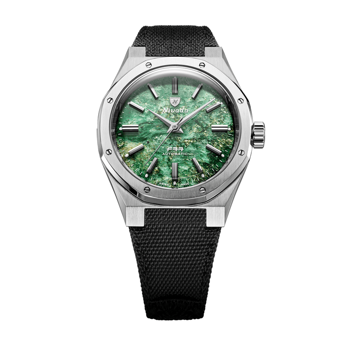 Nivada Grenchen F77 SST Green Aventurine MK2 38mm 68053A77-BC - Textilarmband Klettverschluss