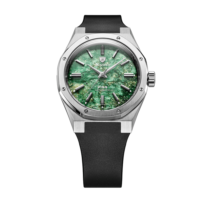 Nivada Grenchen F77 SST Green Aventurine MK2 38mm 68053A77-DR - Kautschukarmband Tropic