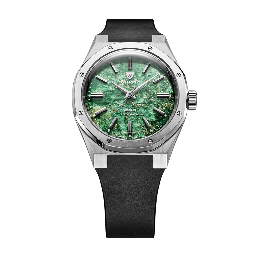 Nivada Grenchen F77 SST Green Aventurine MK2 38mm 68053A77-DR - Kautschukarmband Tropic