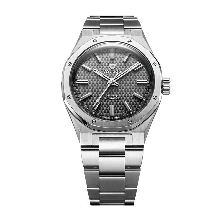 Nivada Grenchen F77 SST Grey MK2 38mm 68044A77 - Edelstahlarmband Ohne Datum