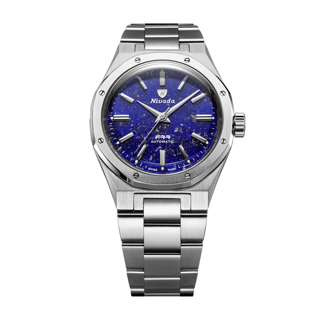 Nivada Grenchen F77 SST Lapis Lazuli MK2 38mm 68048A77 - Edelstahlarmband