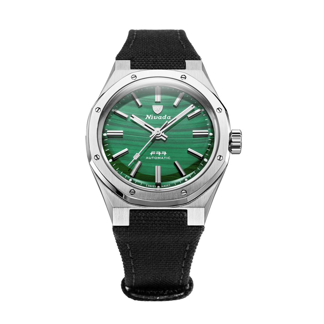 Nivada Grenchen F77 SST Malachite MK1 37mm 68036A77-BC - Textilarmband Klettverschluss