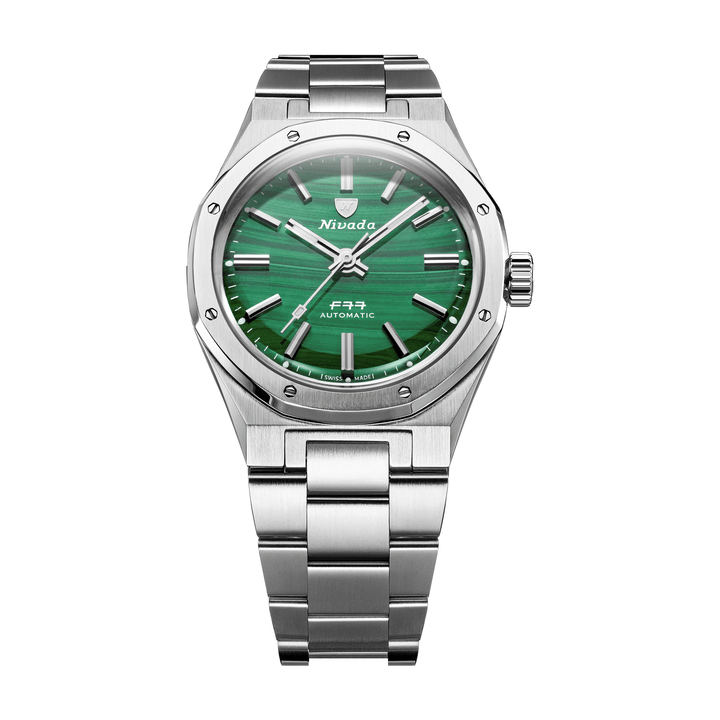 Nivada Grenchen F77 SST Malachite MK1 37mm 68036A77 - Edelstahlarmband