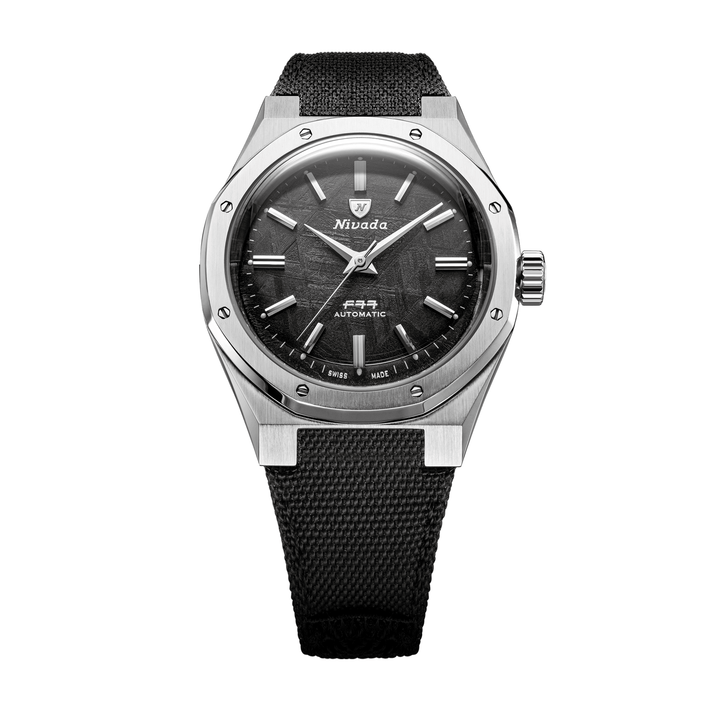 Nivada Grenchen F77 SST Meteorite MK2 38mm 68049A77-BC - Textilarmband Klettverschluss