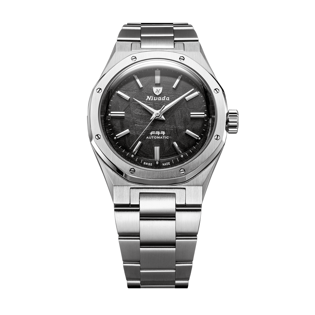 Nivada Grenchen F77 SST Meteorite MK2 38mm 68049A77 - Edelstahlarmband