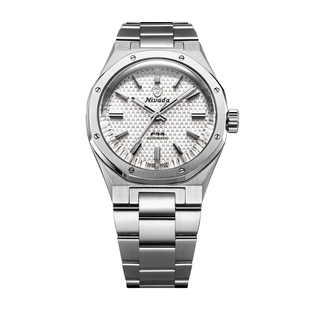 Nivada Grenchen F77 SST White MK2 38mm 68046A77 - Edelstahlarmband Ohne Datum
