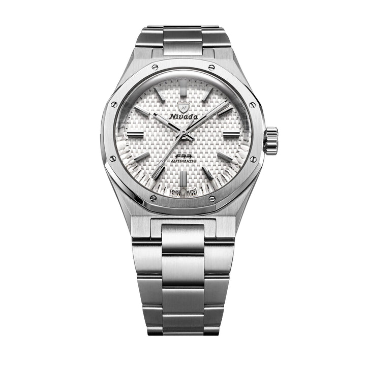 Nivada Grenchen F77 SST White MK2 38mm 68046A77 - Edelstahlarmband Ohne Datum