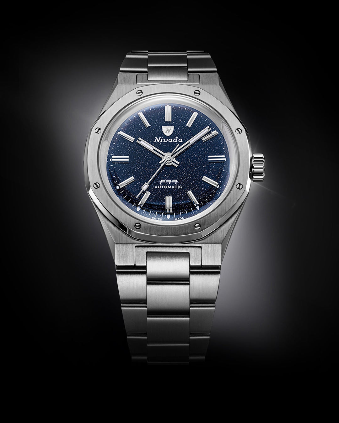 Nivada Grenchen F77 Titanium Dark Blue Aventurine MK1 37mm 68018A77 - Frontansicht