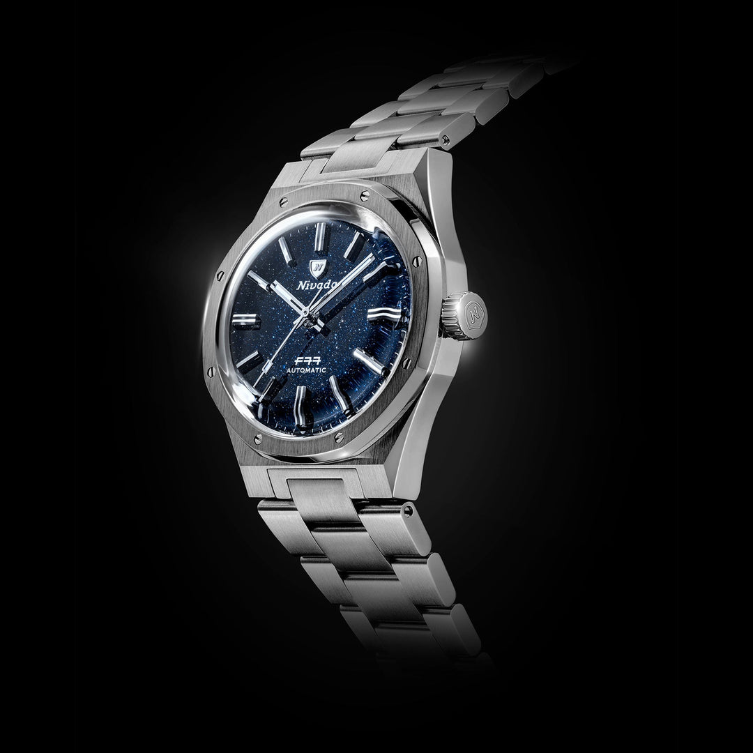 Nivada Grenchen F77 Titanium Dark Blue Aventurine MK1 37mm 68018A77 - Gehäuse im Profil