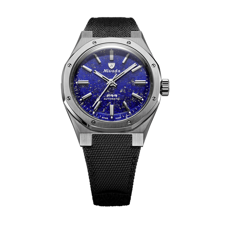 Nivada Grenchen F77 Titanium Lapis Lazuli MK1 37mm 68017A77-BC - Textilarmband Klettverschluss