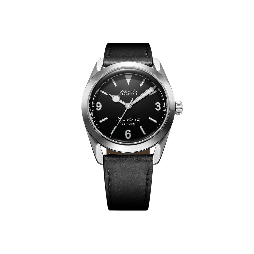 Nivada Grenchen Super Antarctic 3.6.9 Black 38mm 32039A17 - Lederarmband Schwarz