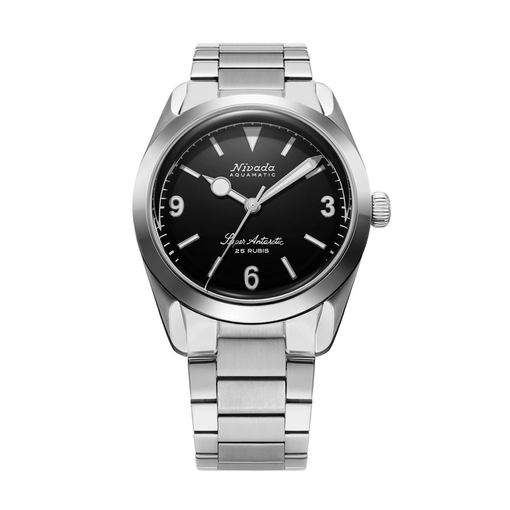 Nivada Grenchen Super Antarctic 3.6.9 Black 38mm 32039A20 - Edelstahlarmband Flat Link