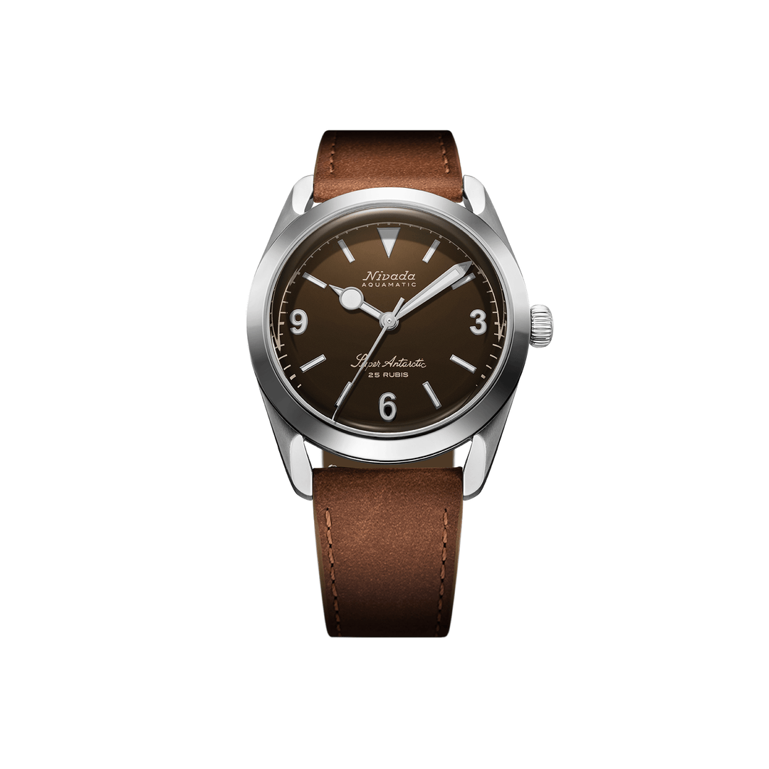 Nivada Grenchen Super Antarctic 3.6.9 Brown 38mm 32040A16 - Lederarmband Braun