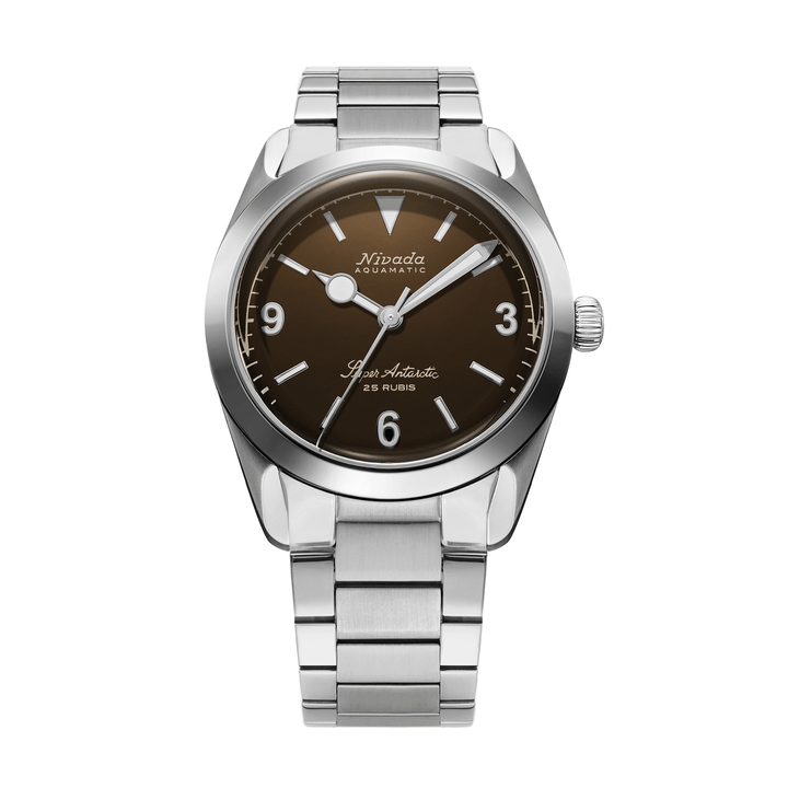 Nivada Grenchen Super Antarctic 3.6.9 Brown 38mm 32040A20 - Edelstahlarmband Flat Link