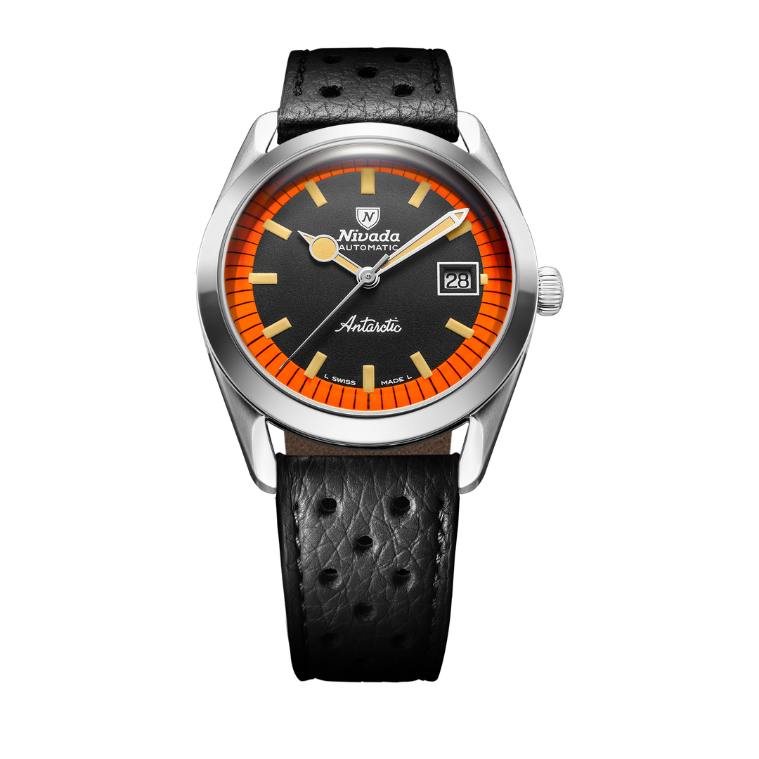 Nivada Grenchen Super Antarctic Black & Orange 38mm 32056A10 - Racing-Armband Schwarz