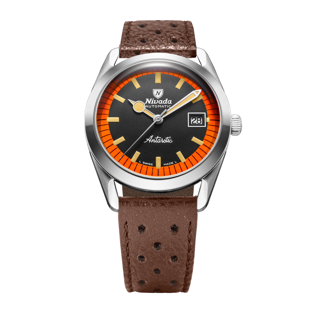 Nivada Grenchen Super Antarctic Black & Orange 38mm 32056A23 - Racing-Armband Braun