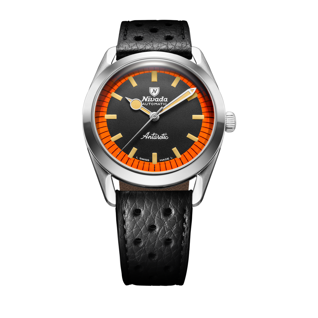 Nivada Grenchen Super Antarctic Black & Orange 38mm 32057A10 - Racing-Armband Schwarz