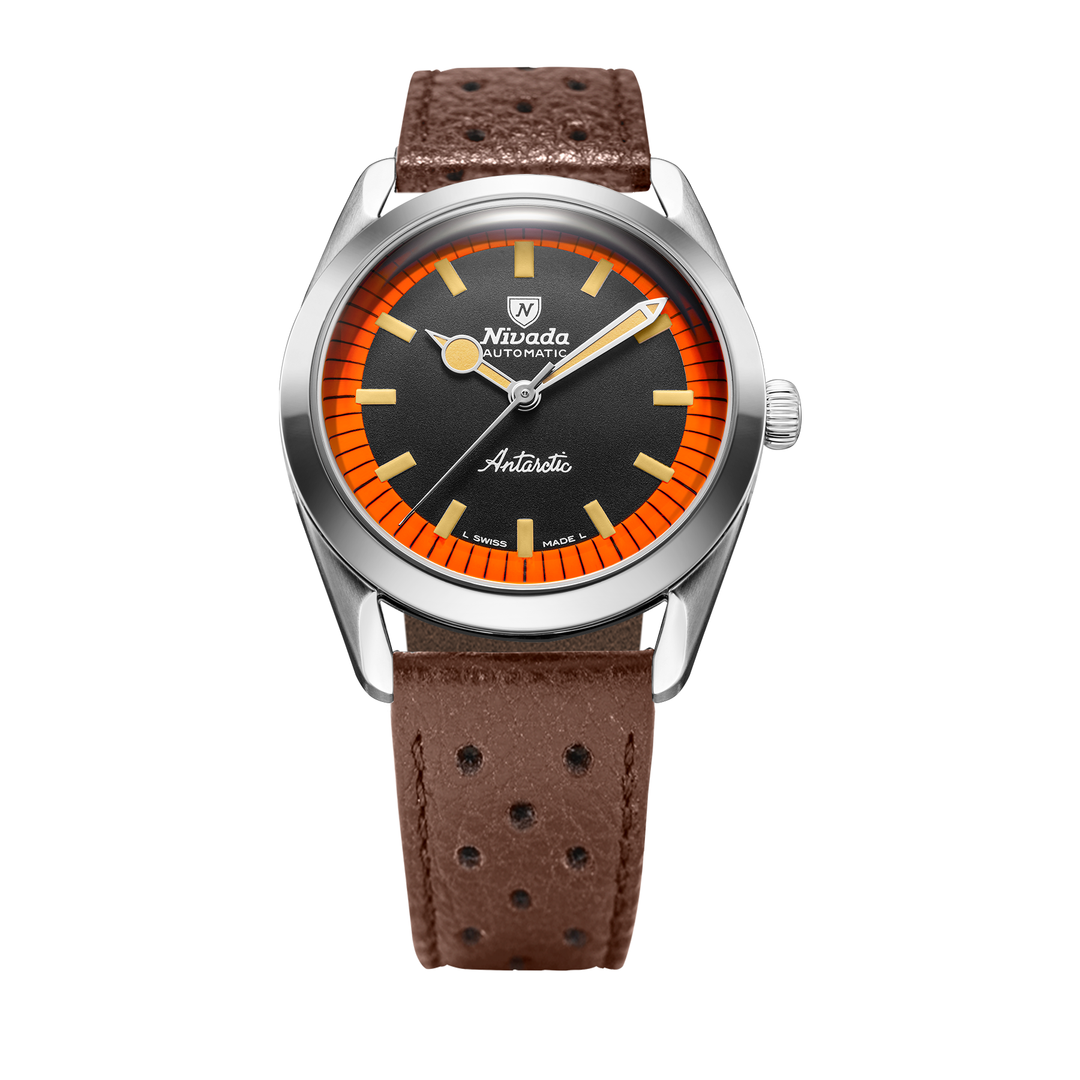 Nivada Grenchen Super Antarctic Black & Orange 38mm 32057A23 - Racing-Armband Braun