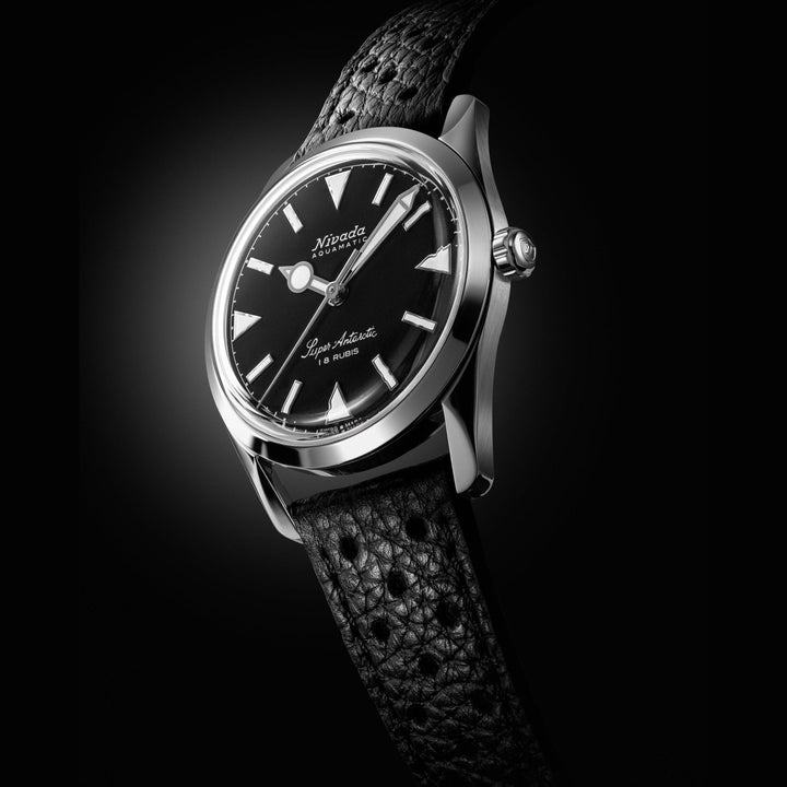 Nivada Grenchen Super Antarctic Black White Luminova 35mm 35014M - Gehäuse im Profil