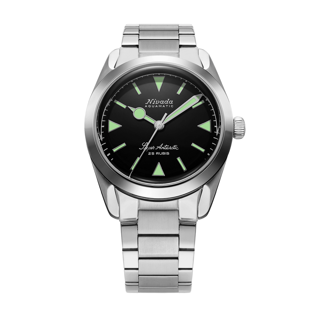Nivada Grenchen Super Antarctic Green 38mm 32026A20 - Edelstahlarmband Flat Link