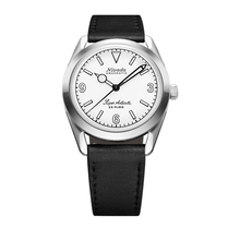 Nivada Grenchen Super Antarctic White 3.6.9 White Luminova 38mm 32067A17 - Lederarmband Schwarz