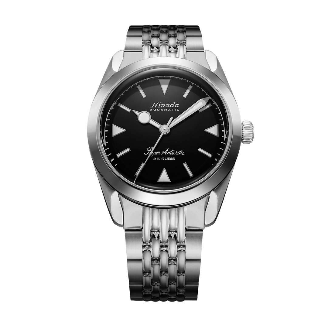 Nivada Grenchen Super Antarctic White 38mm 32025A04 - Edelstahlarmband Beads of Rice