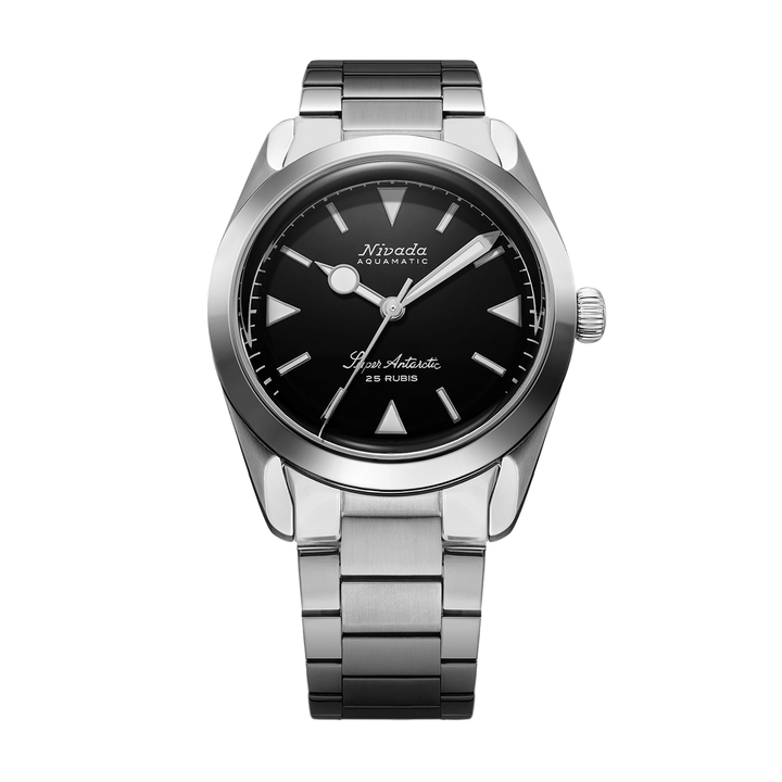 Nivada Grenchen Super Antarctic White 38mm 32025A20 - Edelstahlarmband Flat Link