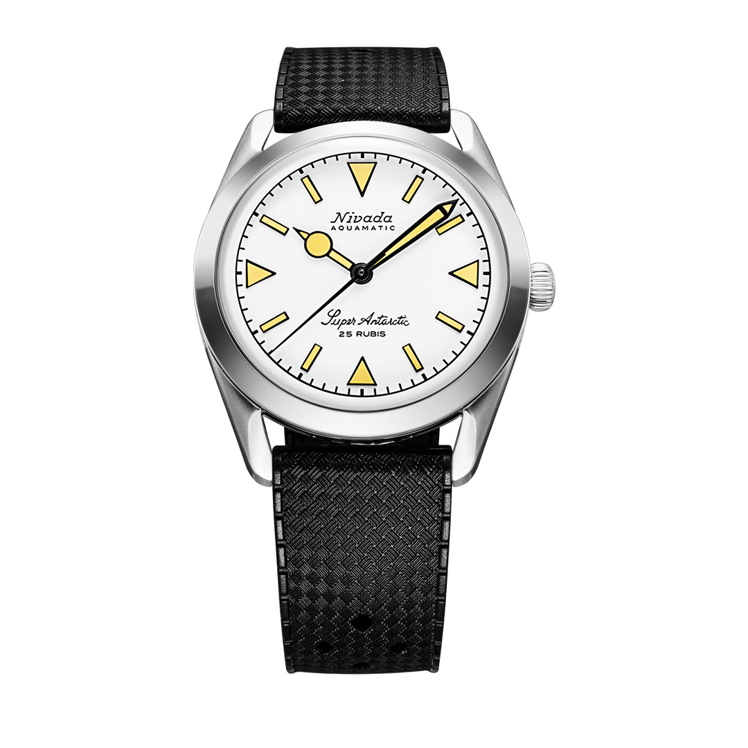 Nivada Grenchen Super Antarctic White Beige Luminova 38mm 32064A01 - Kautschukarmband Tropic