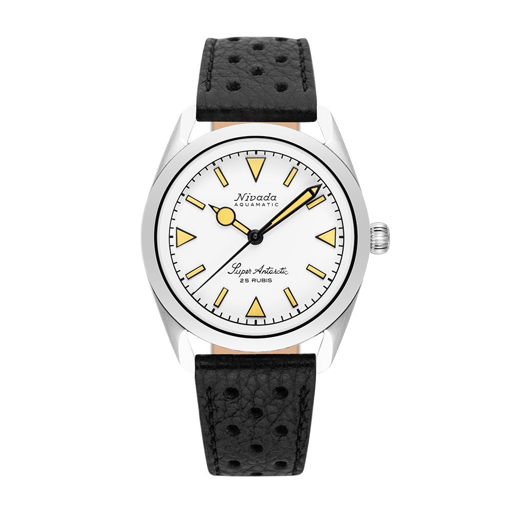 Nivada Grenchen Super Antarctic White Beige Luminova 38mm 32064A10 - Racing-Armband Schwarz