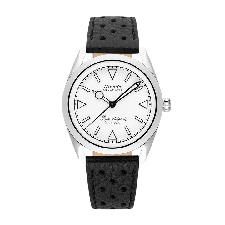 Nivada Grenchen Super Antarctic White Luminous 38mm 32065A10 - Racing-Armband Schwarz