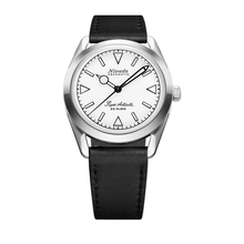 Nivada Grenchen Super Antarctic White Luminous 38mm 32065A17 - Lederarmband Schwarz
