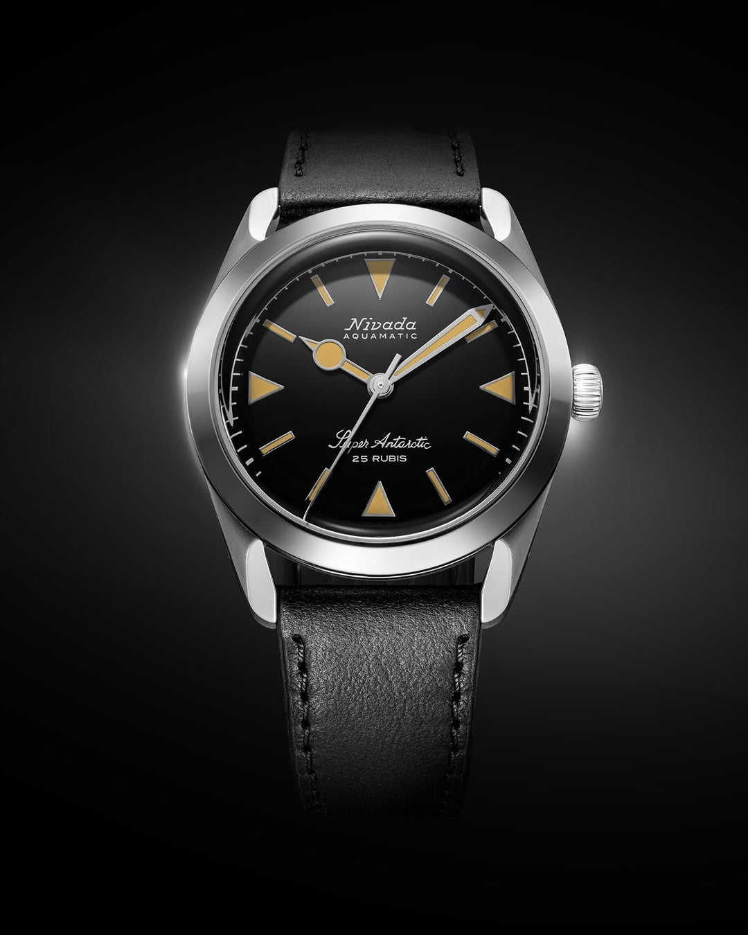 Nivada Grenchen Super Antarctic Yellow 38mm 32024A - Zifferblatt im Detail