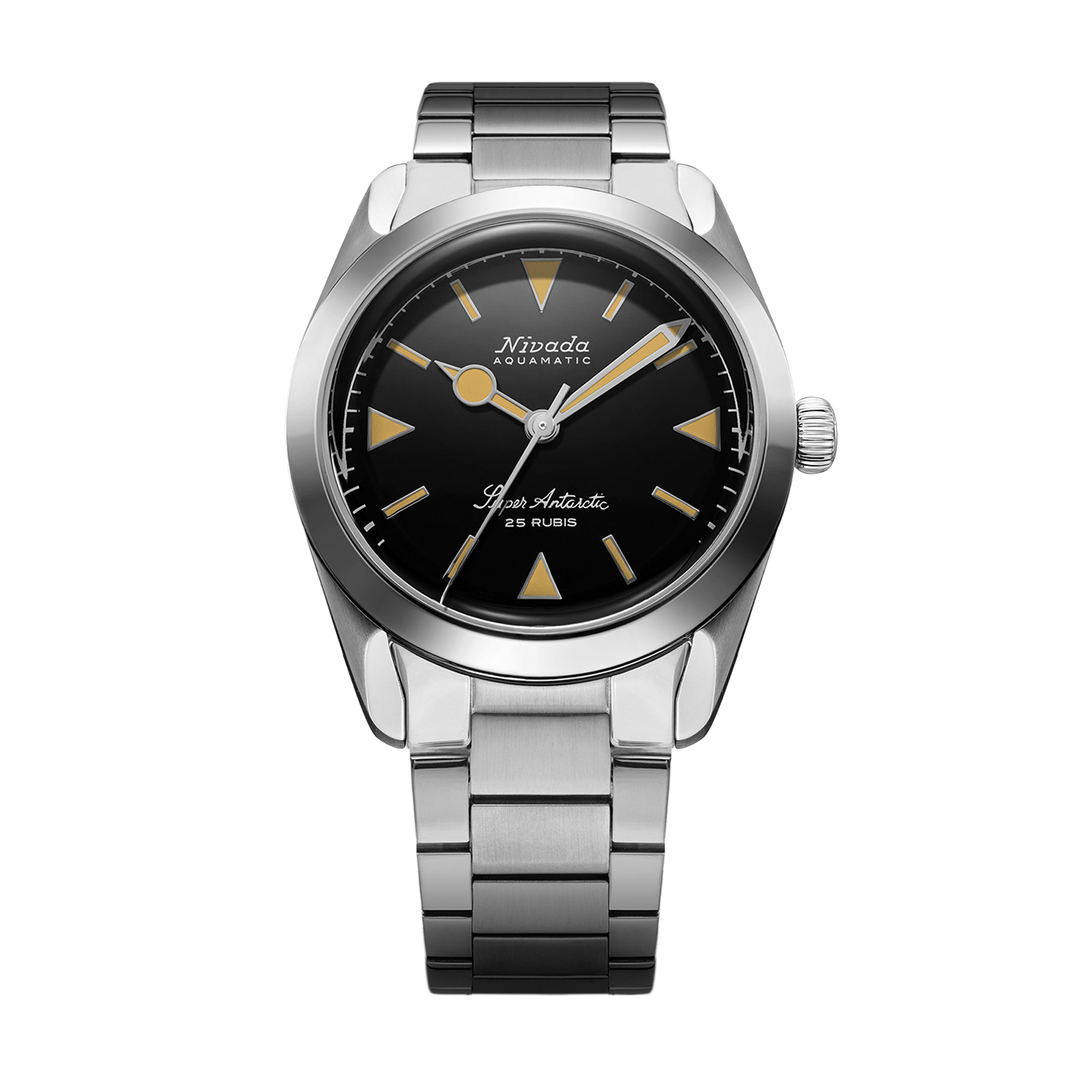 Nivada Grenchen Super Antarctic Yellow 38mm 32024A20 - Edelstahlarmband Flat Link