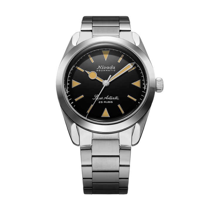 Nivada Grenchen Super Antarctic Yellow 38mm 32024A20 - Edelstahlarmband Flat Link