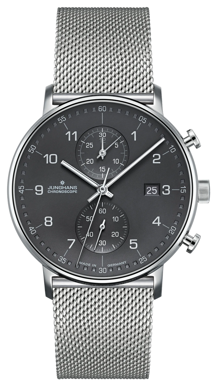 Junghans FORM C 40mm 41/4877.44 - Zifferblatt Grau, Armband Stahl