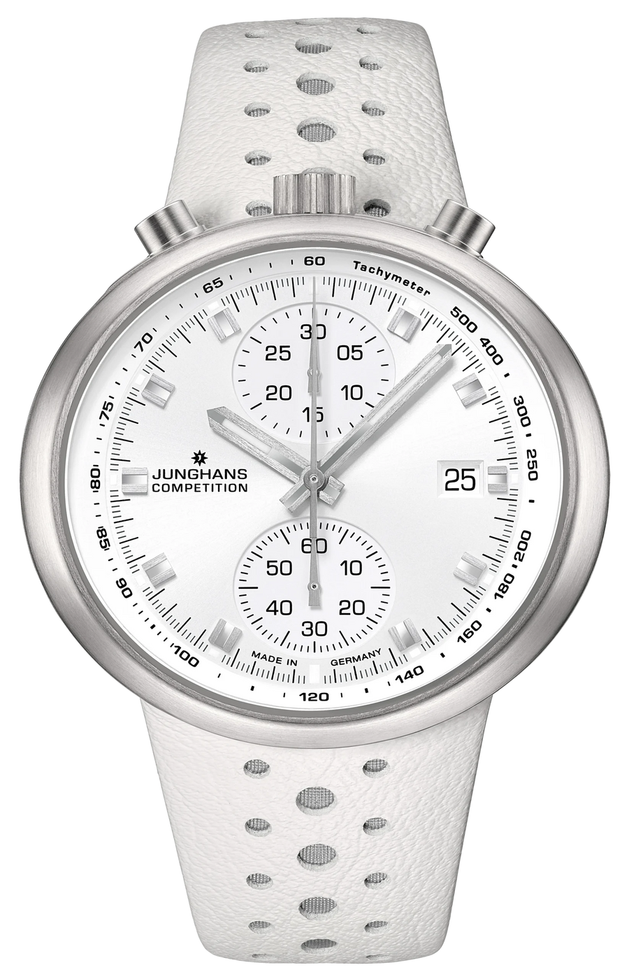 Junghans 1972 Competition 45,5 x 41mm 27/4509.00 - Zifferblatt Weiß, Armband Leder