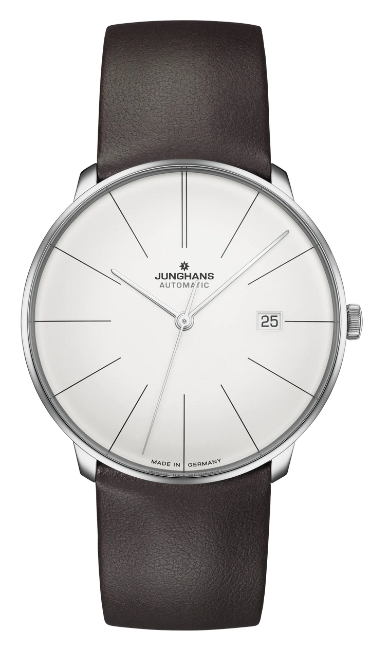 Junghans Meister fein Automatic 39,5mm 27/4152.00 - Zifferblatt Silber, Armband Leder
