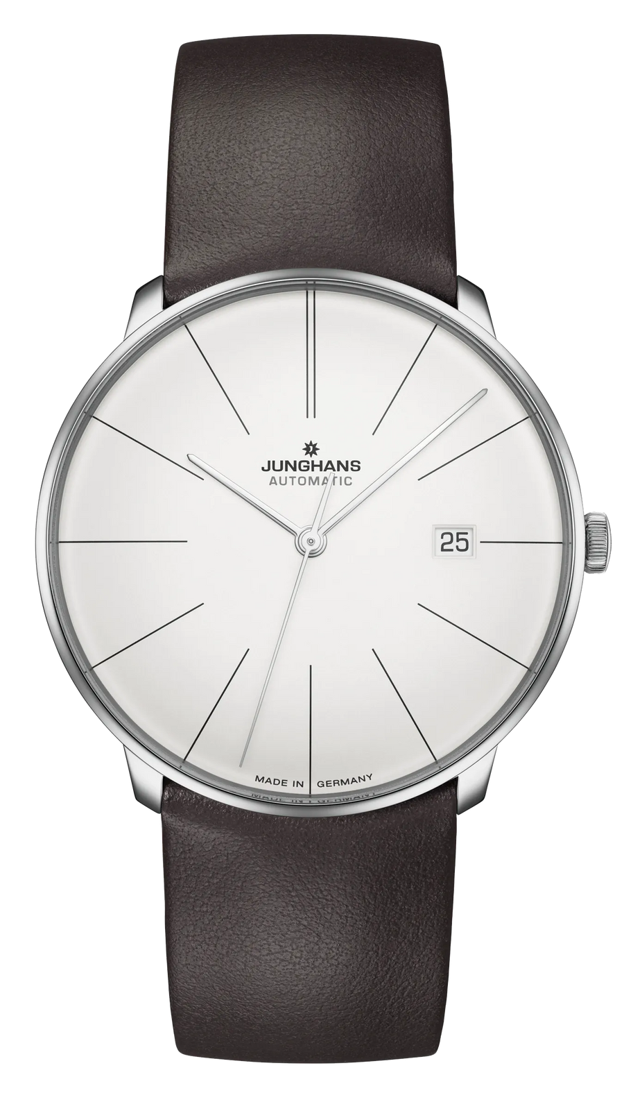 Junghans Meister fein Automatic 39,5mm 27/4152.00 - Zifferblatt Silber, Armband Leder