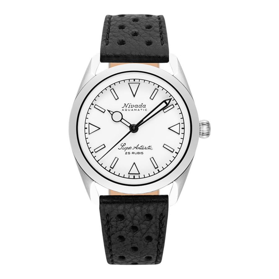 Nivada Grenchen Super Antarctic White Luminous 32065A – Herrenuhr 38 mm, Zifferblatt Weiß