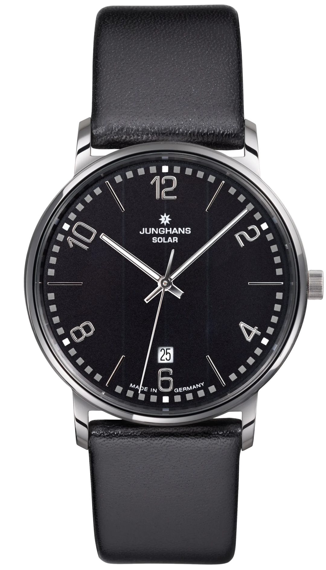Junghans Milano Solar 37mm 14/4062.00 - Zifferblatt Schwarz, Armband Leder