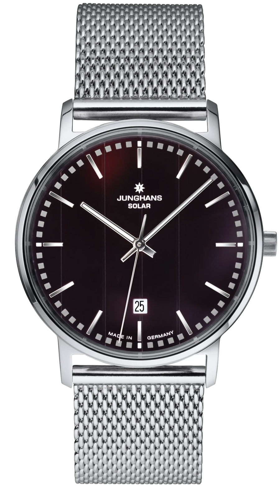 Junghans Milano Solar 37mm 14/4061.44 - Zifferblatt Schwarz, Armband Stahl