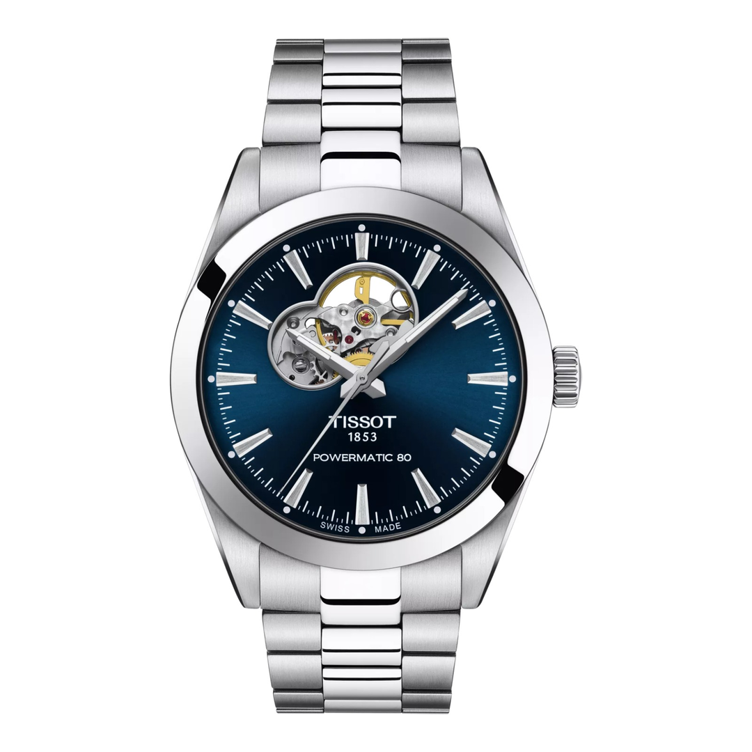 Tissot Gentleman Powermatic 80 Open Heart T127.407.11.041.01 – Herrenuhr Edelstahl mit blauem Zifferblatt