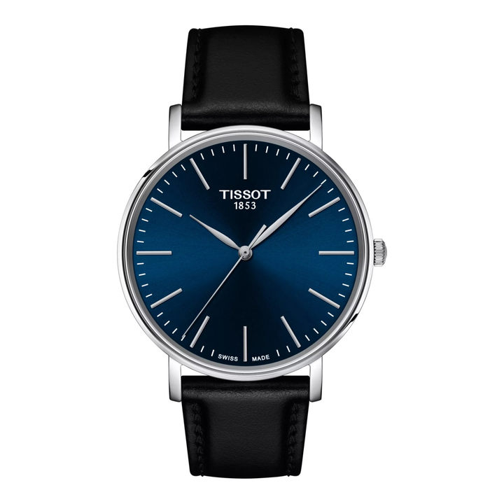 Tissot Everytime 40mm T143.410.16.041.00 – Herrenuhr Edelstahl mit blauem Zifferblatt und Lederarmband