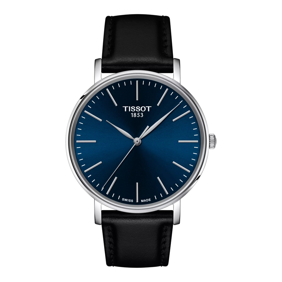Tissot Everytime 40mm T143.410.16.041.00 – Herrenuhr Edelstahl mit blauem Zifferblatt und Lederarmband