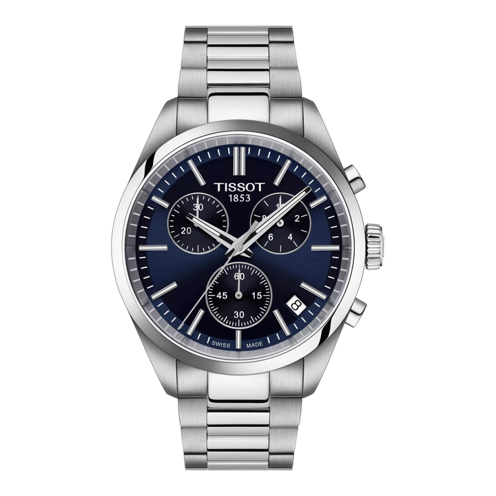 Tissot PR 100 Chronograph 40mm T150.417.11.041.00 – Herrenuhr Edelstahl mit blauem Zifferblatt